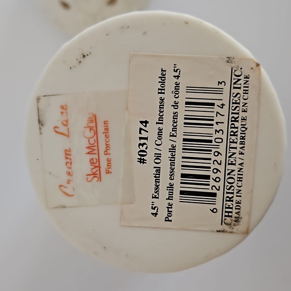 SKYE MCGHIE CREAM LACE pattern incense or tea candle holder - Picture 5 of 8